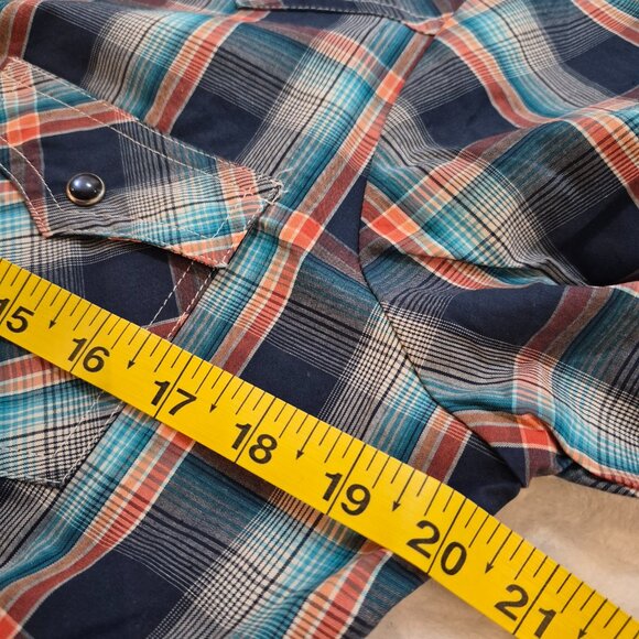 Roper Womens Plaid Country Western Snap Shirt Blue Cotton Long Sleeve SZ Medium - Picture 8 of 9